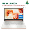 HP 14" Laptop Students Business, Intel Quad-Core Processor, 4GB RAM, 64GB eMMC, Wi-Fi 5, Webcam, 12H Battery Life, Windows 11 in S Mode, USB Hub