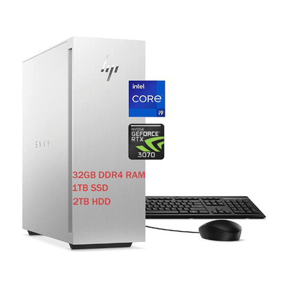 HP Envy Gaming Tower Desktop Computer, 12th Gen Intel i9-12900 Processor 16-Core, 32GB DDR4 RAM, 1TB SSD, 2TB HDD, NVIDIA GeForce RTX 3070 8GB GDDR6, Wi-Fi 6, Thunderbolt 4, Bluetooth, Windows 11 Home