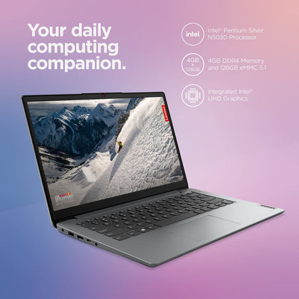 Lenovo 2022 Newest Ideapad 1i Laptop, 14 inch HD Display, Intel Quad-Core Processor, 4GB RAM, 256GB Storage, Wi-Fi 6, Bluetooth, Cloud Grey, Windows 11 Home in S Mode