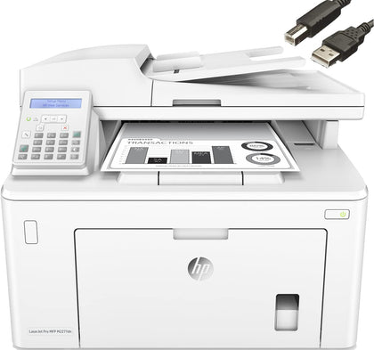 HP Laserjet Pro MFP M227fdn All-in-One Laser Printer with Print Security, Print Scan Copy Fax, Auto Duplex Printing, 250-sheet Input Tray, 35-Sheet ADF, 2-line LCD, White-Bundle JAWFOAL Printer Cable