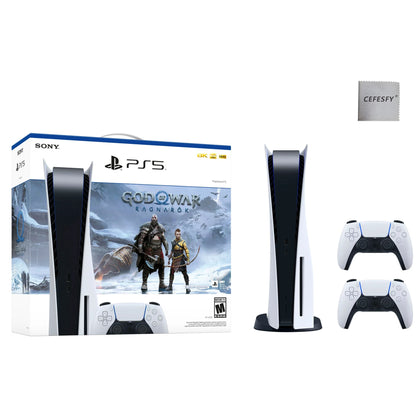PlayStation_PS5 Video Game Console (Disc Edition) – God of War Ragnarök Bundle –and an Additional DualSense 5 Controller, Cefesfy