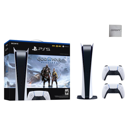 PlayStation_PS5 Video Game Console (Digital Edition) – God of War Ragnarök Bundle –and an Additional DualSense 5 Controller, Cefesfy