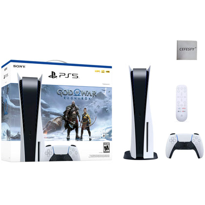 PlayStation_PS5 Video Game Console (Disc Edition) – God of War Ragnarök Bundle –Media Remote, Cefesfy