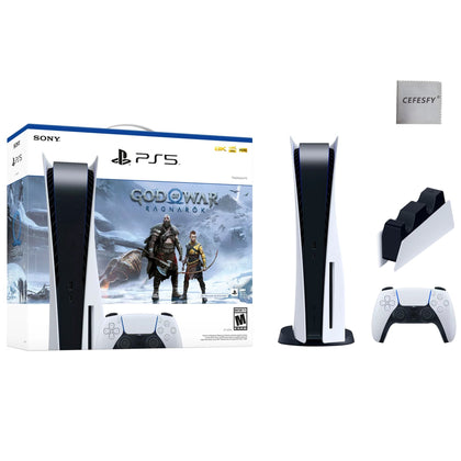 PlayStation_PS5 Video Game Console (Disc Edition) – God of War Ragnarök Bundle – PlayStation_PS5 DualSense Charging Station, Cefesfy